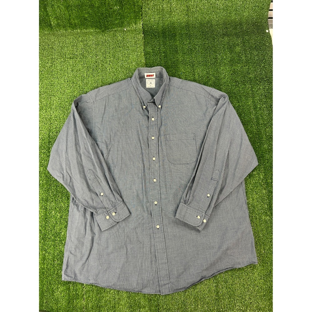 Brooks Brothers Mens XL Blue White Micro Check Cotton Button Down Sport Shirt